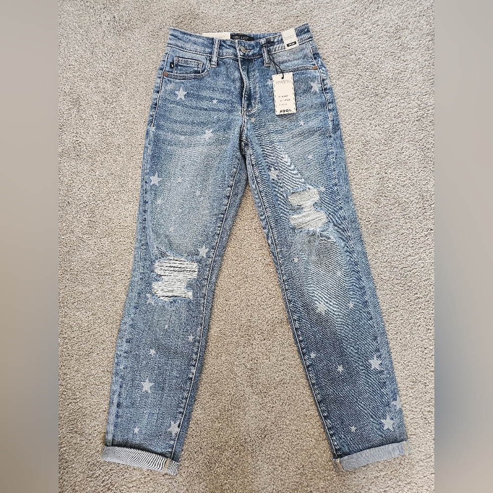 BNWT Judy Blue boyfriend star pattern